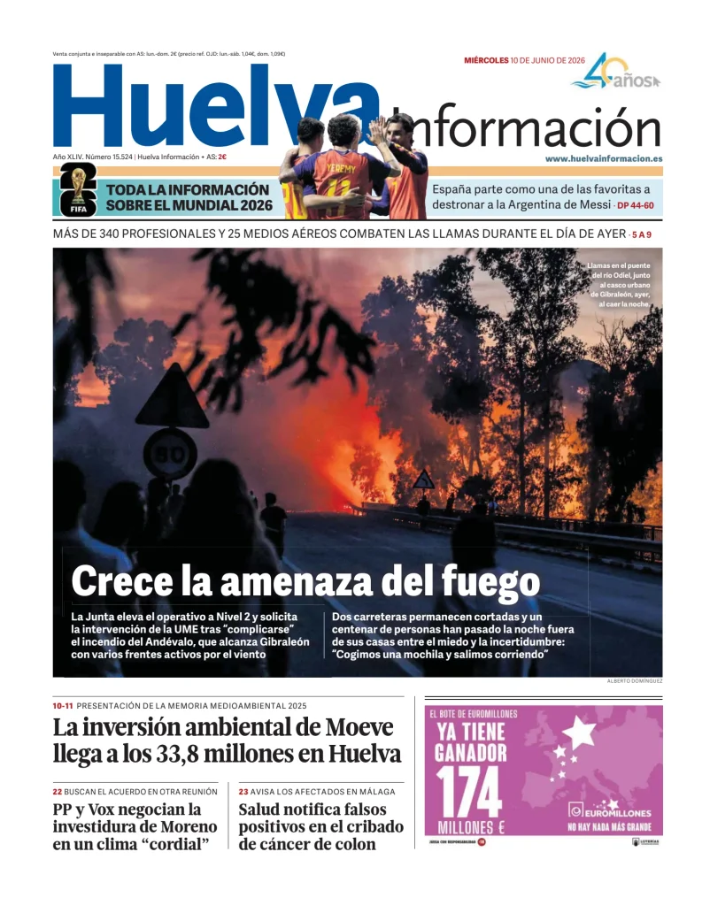Portada de Huelva Información