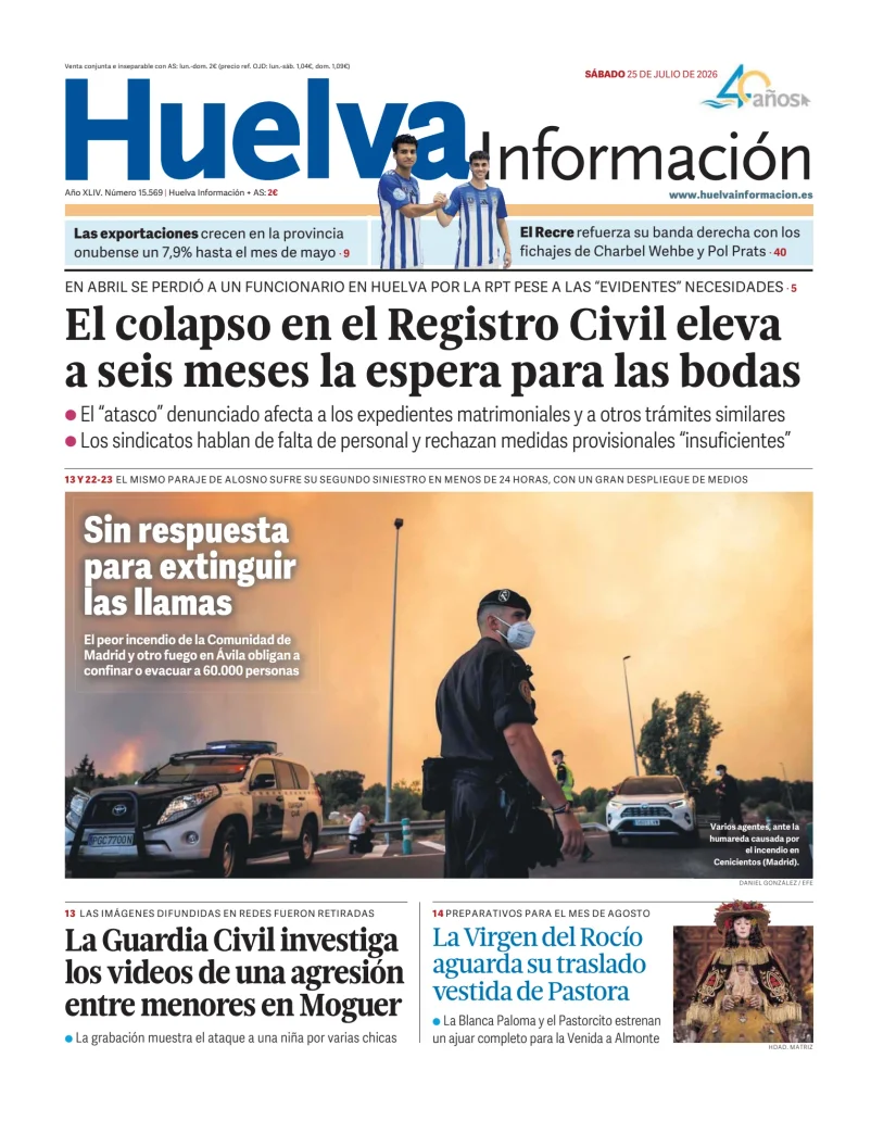 Portada de Huelva Información