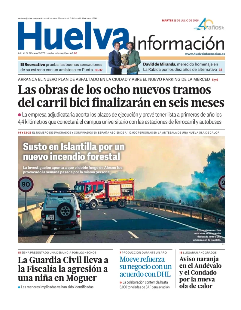 Portada de Huelva Información
