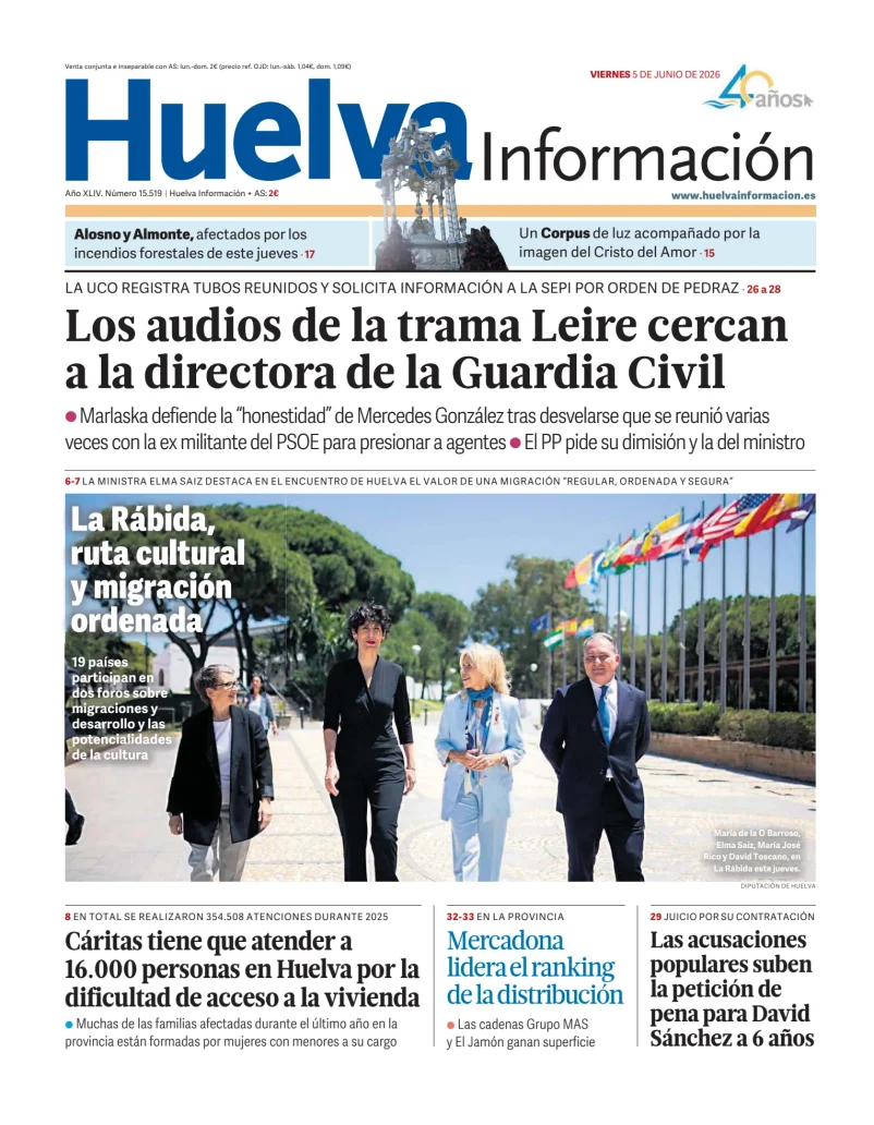 Portada de Huelva Información