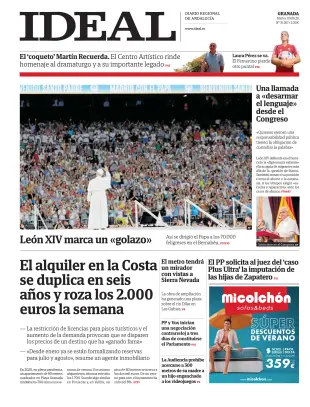 Portada de Ideal, 9 de junio de 2026