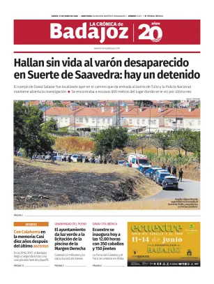 Portada de La Crónica de Badajoz, 11 de junio de 2026