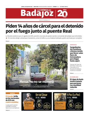 Portada de La Crónica de Badajoz, 23 de julio de 2026