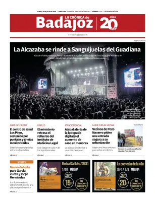 Portada de La Crónica de Badajoz, 27 de julio de 2026
