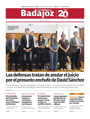 Portada de La Crónica de Badajoz, 29 de mayo de 2026