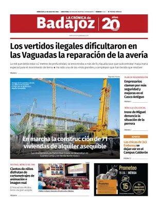Portada de La Crónica de Badajoz, 8 de julio de 2026