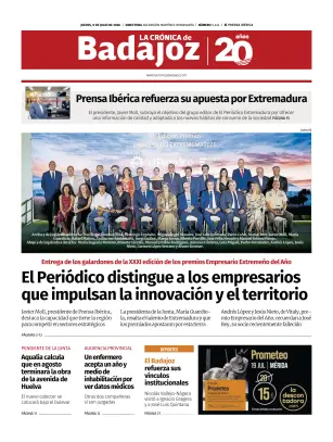 Portada de La Crónica de Badajoz, 9 de julio de 2026