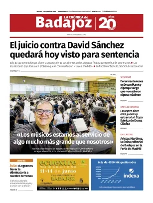 Portada de La Crónica de Badajoz, 9 de junio de 2026
