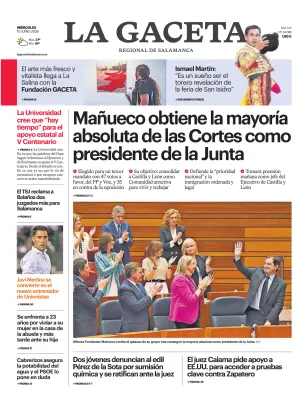 Portada de La Gaceta de Salamanca, 10 de junio de 2026