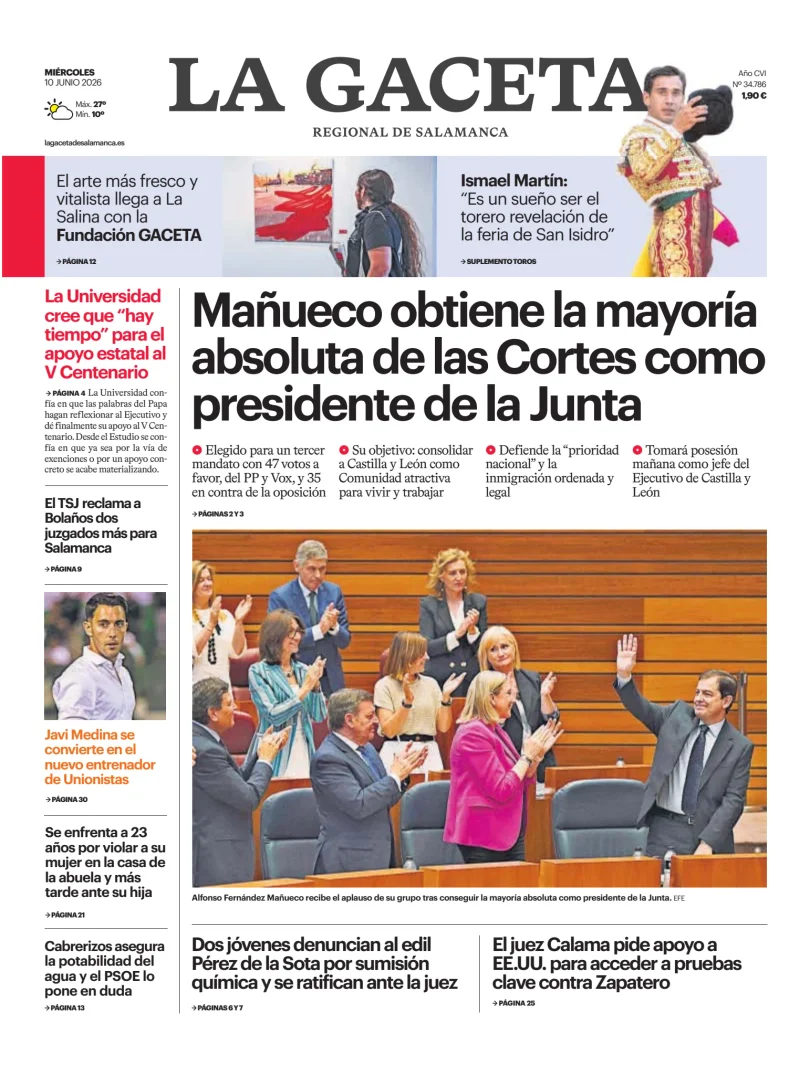 Portada de La Gaceta de Salamanca
