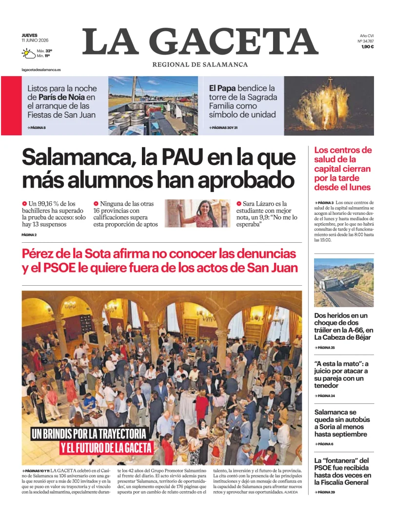 Portada de La Gaceta de Salamanca