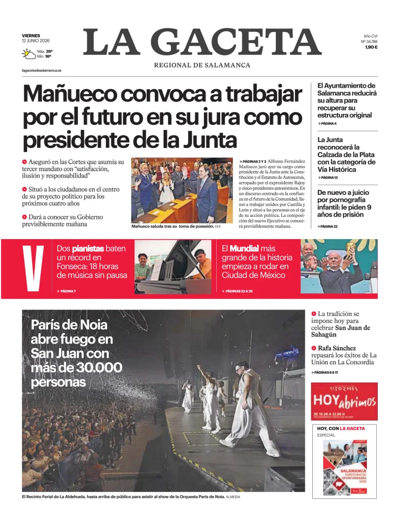 Portada de La Gaceta de Salamanca