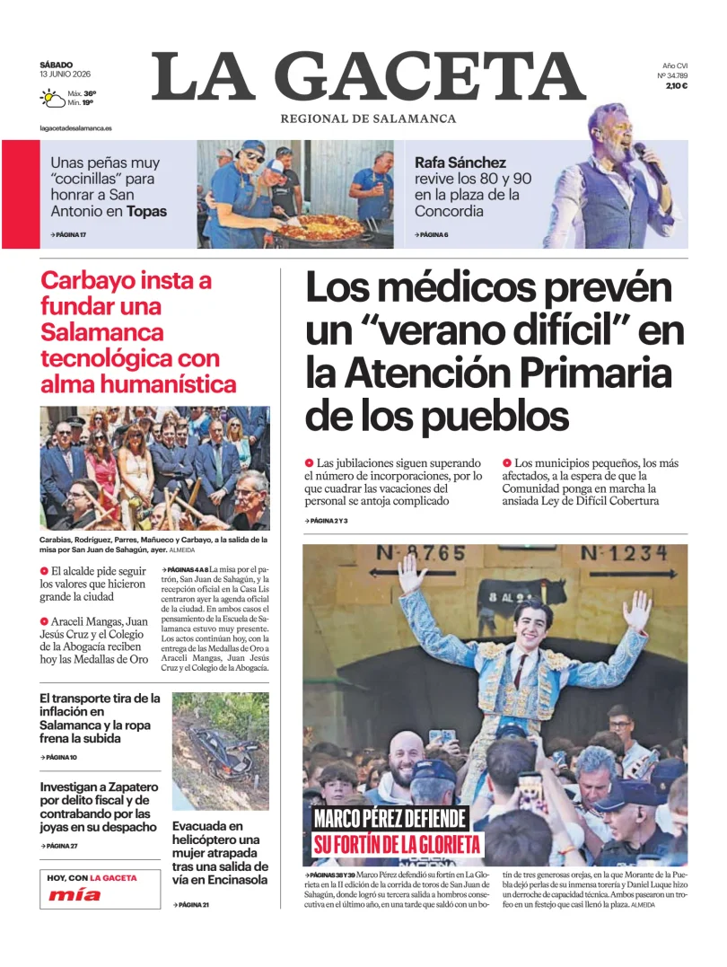 Portada de La Gaceta de Salamanca