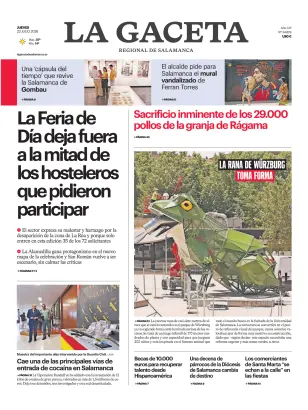Portada de La Gaceta de Salamanca, 23 de julio de 2026