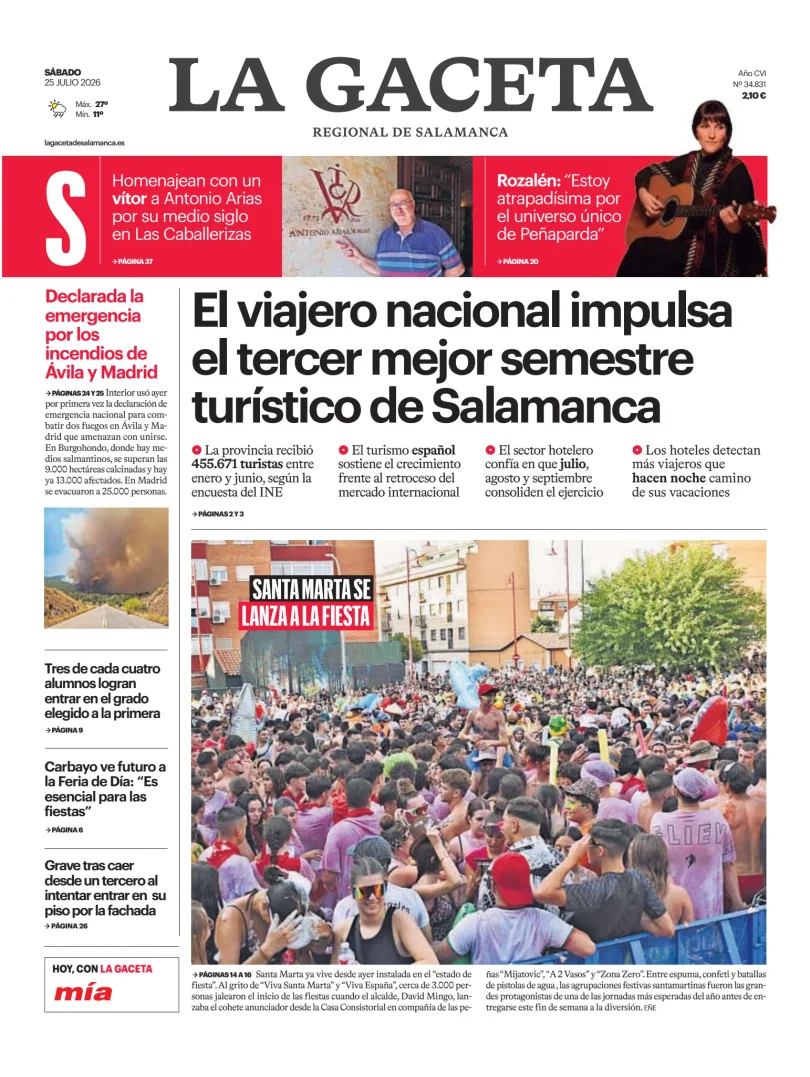 Portada de La Gaceta de Salamanca