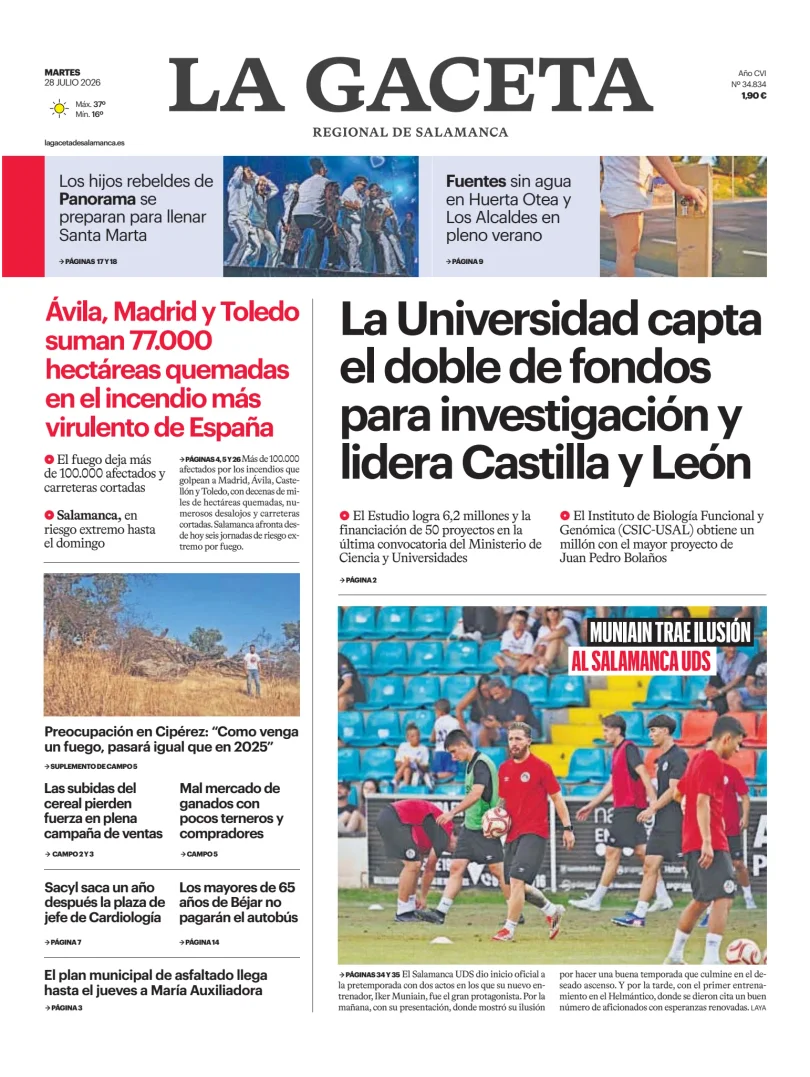 Portada de La Gaceta de Salamanca