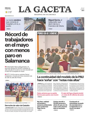 Portada de La Gaceta de Salamanca, 3 de junio de 2026