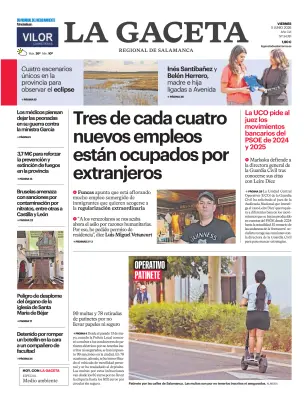 Portada de La Gaceta de Salamanca, 5 de junio de 2026