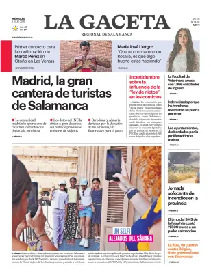 Portada de La Gaceta de Salamanca, 8 de julio de 2026