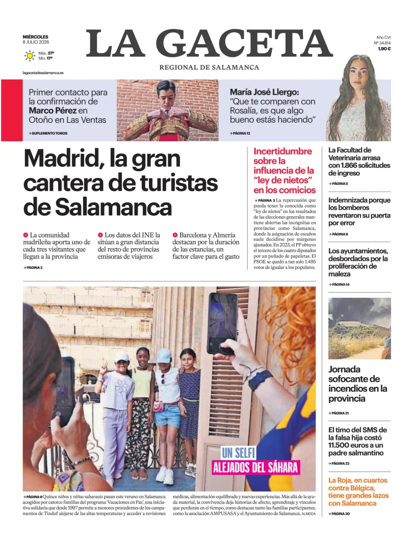 Portada de La Gaceta de Salamanca