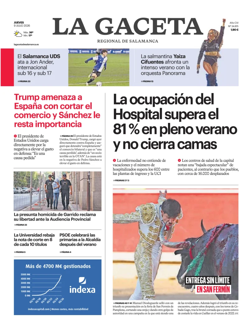 Portada de La Gaceta de Salamanca