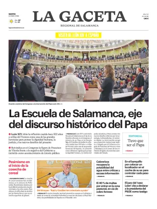 Portada de La Gaceta de Salamanca, 9 de junio de 2026