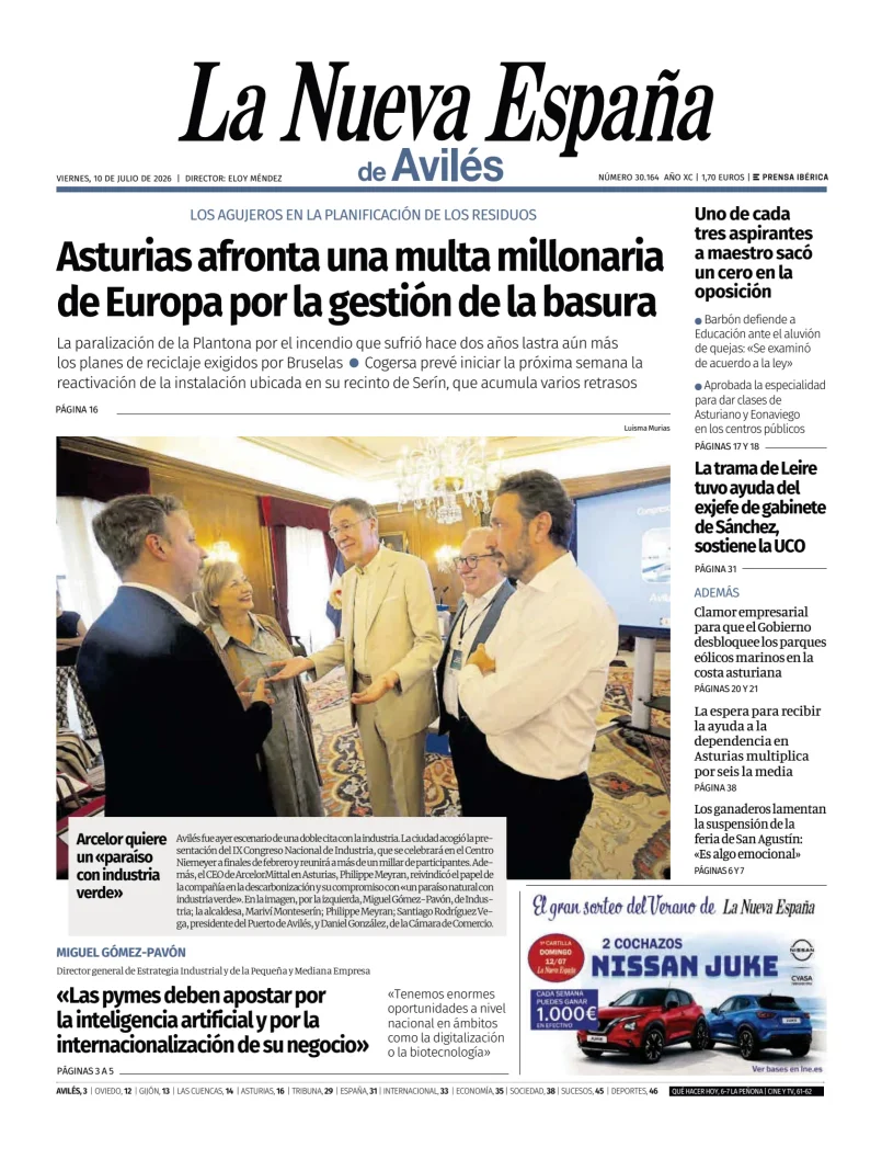 Portada de La Nueva España (Avilés)