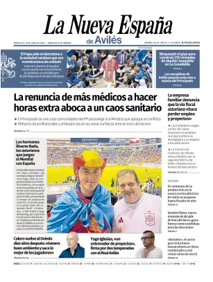 Portada de La Nueva España (Avilés), 10 de junio de 2026
