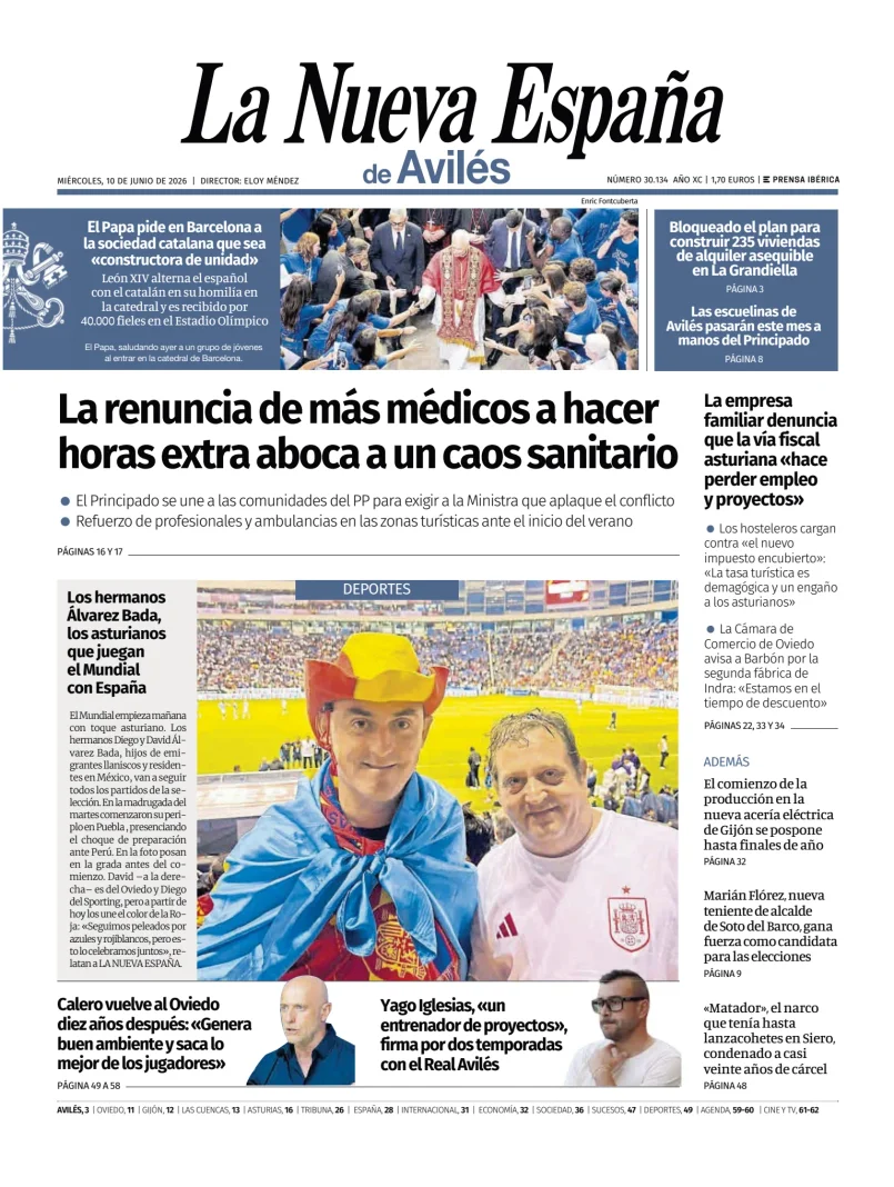 Portada de La Nueva España (Avilés)