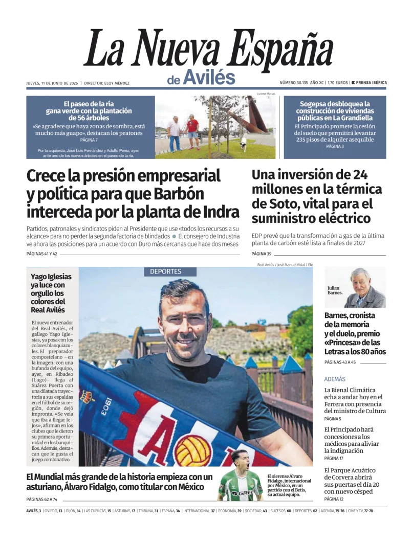 Portada de La Nueva España (Avilés)