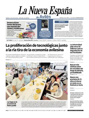 Portada de La Nueva España (Avilés), 12 de julio de 2026