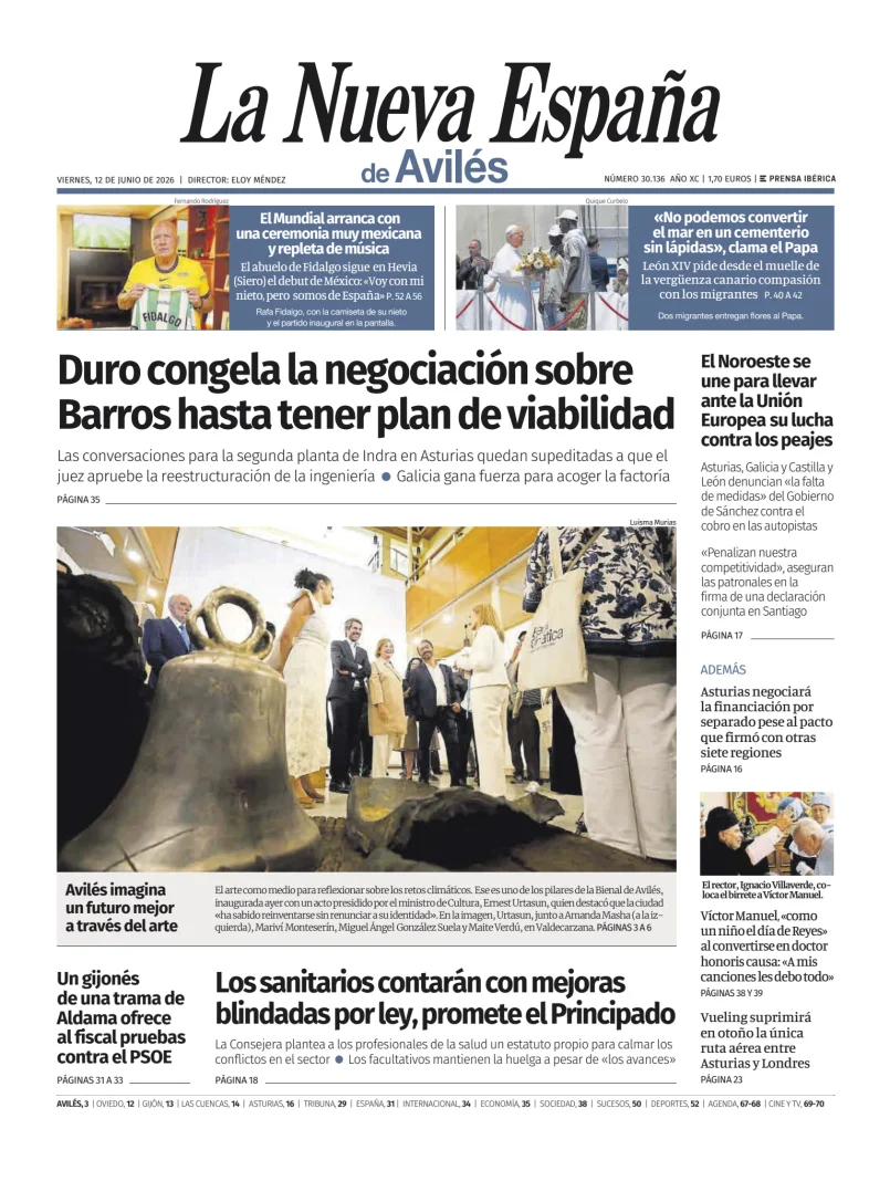 Portada de La Nueva España (Avilés)