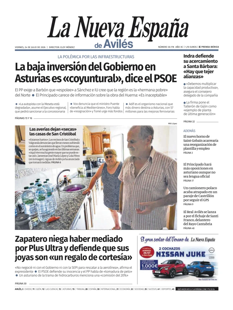 Portada de La Nueva España (Avilés)