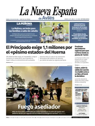 Portada de La Nueva España (Avilés), 25 de julio de 2026