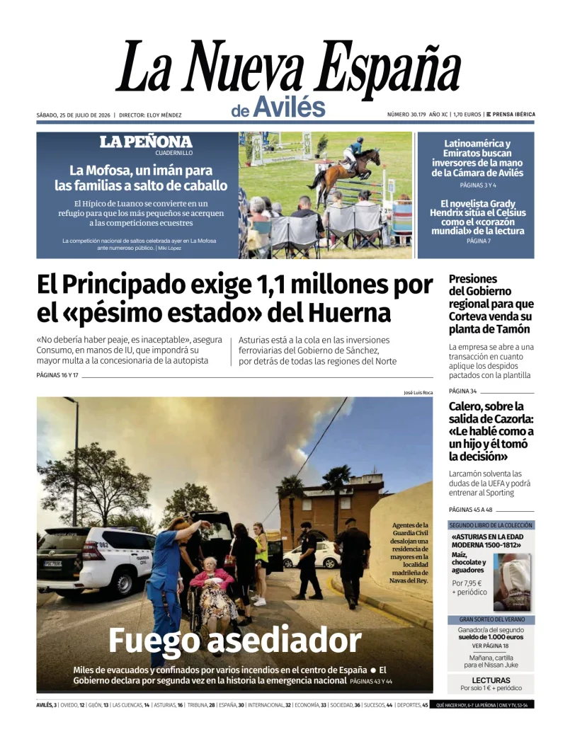 Portada de La Nueva España (Avilés)