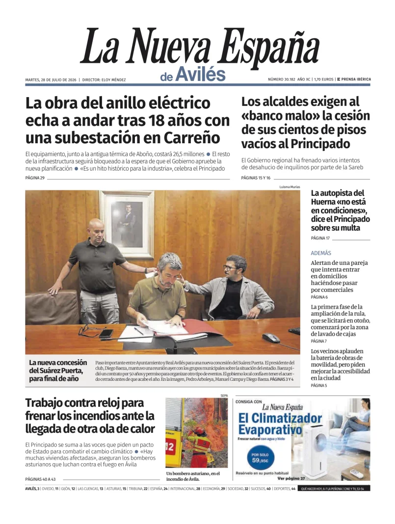 Portada de La Nueva España (Avilés)