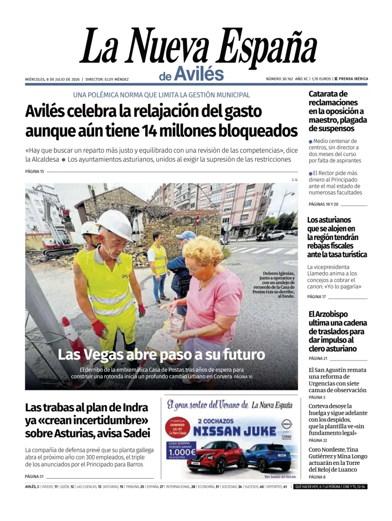 Portada de La Nueva España (Avilés)