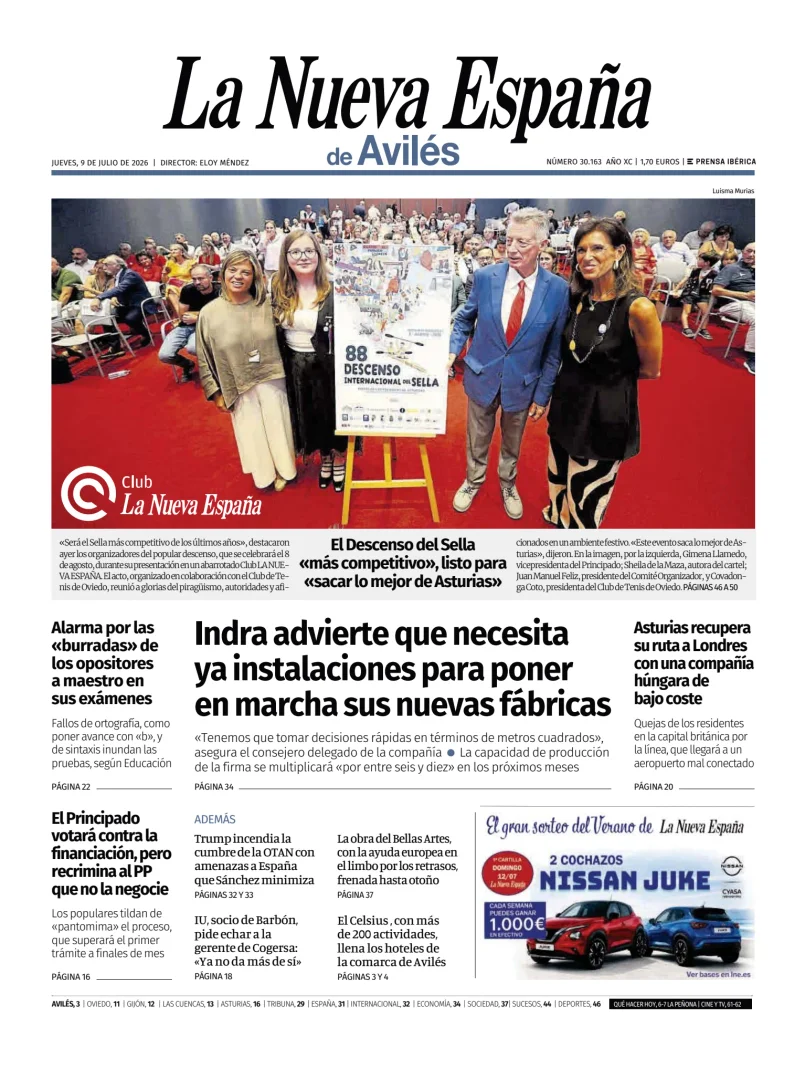 Portada de La Nueva España (Avilés)