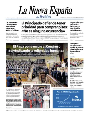 Portada de La Nueva España (Avilés), 9 de junio de 2026