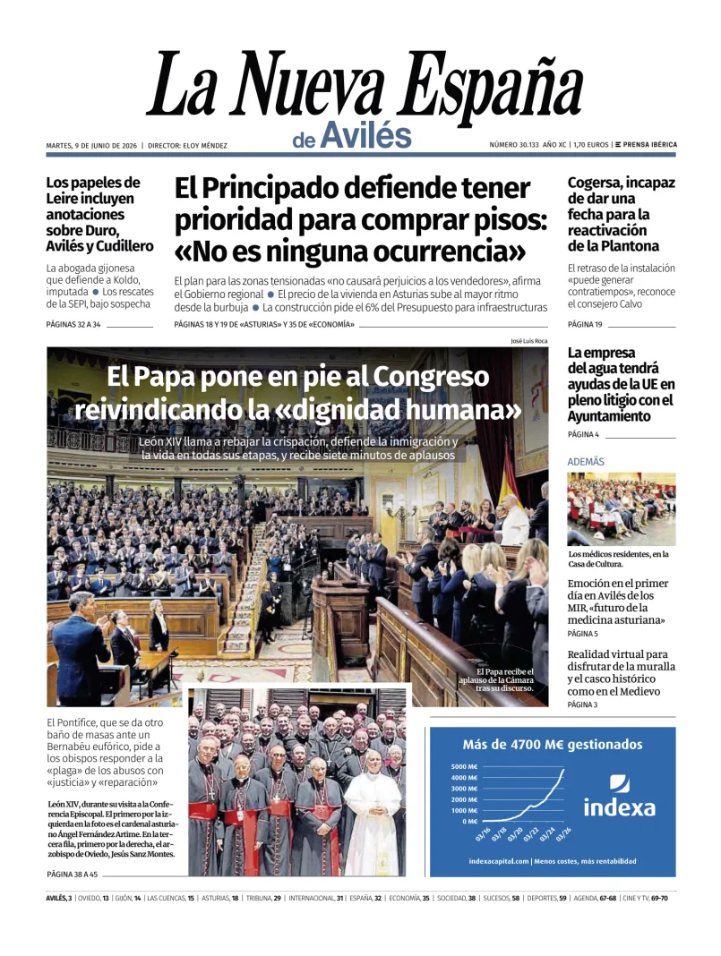 Portada de La Nueva España (Avilés)