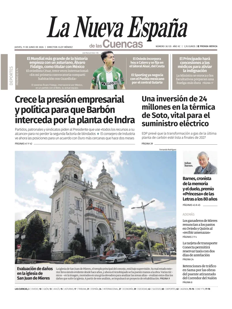 Portada de La Nueva España (Cuencas)