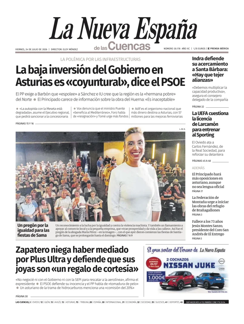 Portada de La Nueva España (Cuencas)