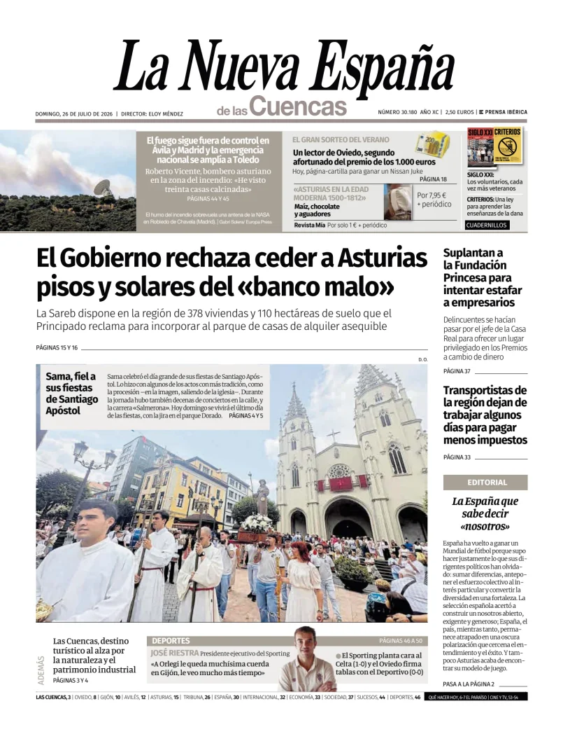 Portada de La Nueva España (Cuencas)