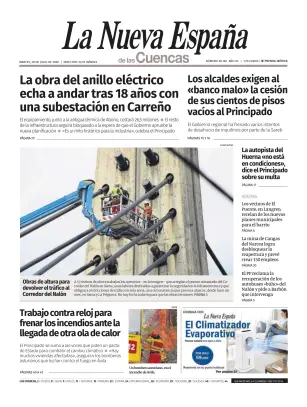 Portada de La Nueva España (Cuencas), 28 de julio de 2026