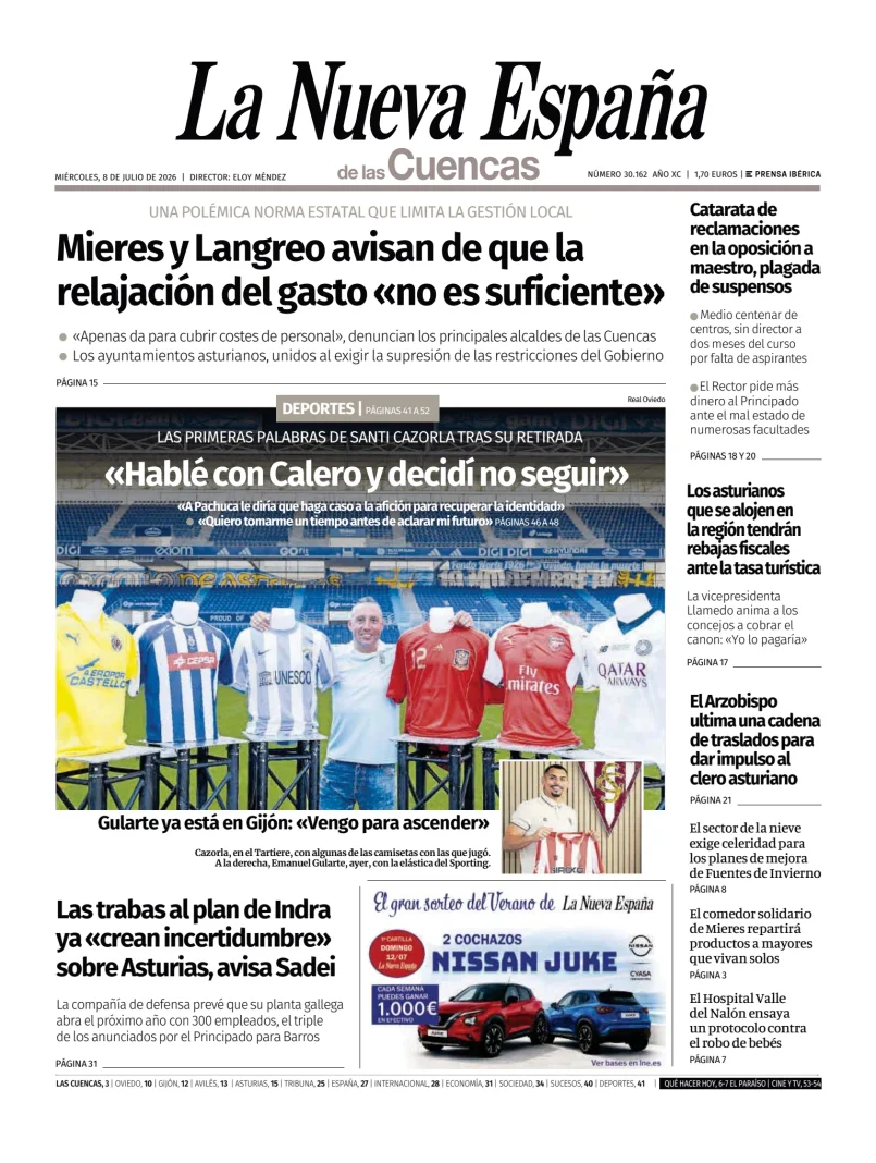 Portada de La Nueva España (Cuencas)