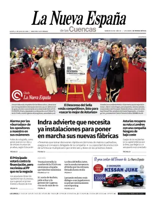 Portada de La Nueva España (Cuencas), 9 de julio de 2026