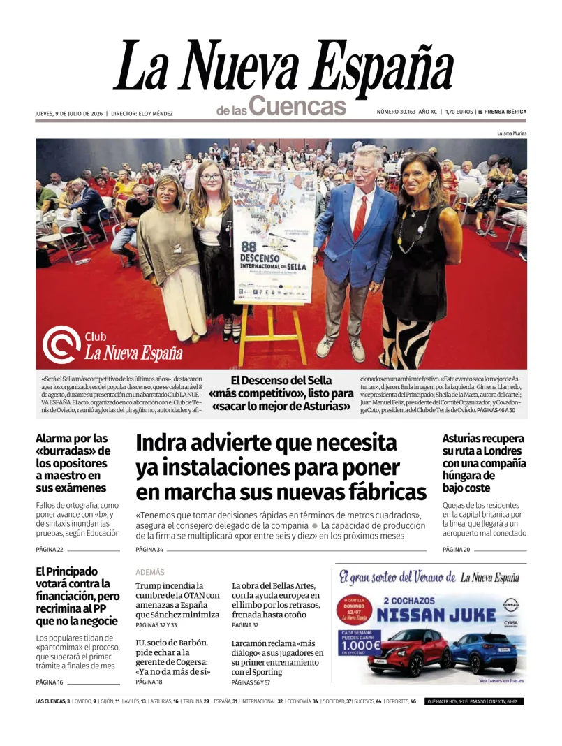 Portada de La Nueva España (Cuencas)