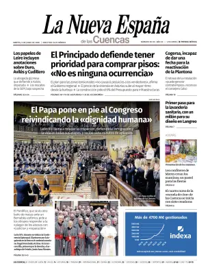 Portada de La Nueva España (Cuencas), 9 de junio de 2026