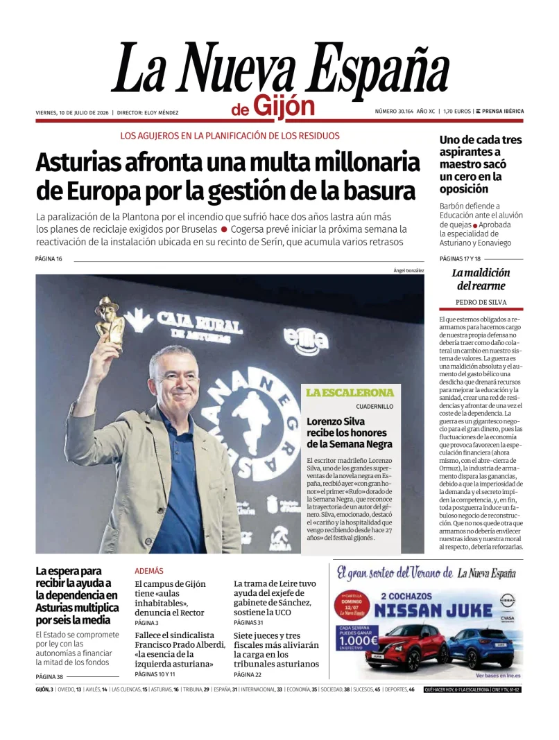 Portada de La Nueva España (Gijón)