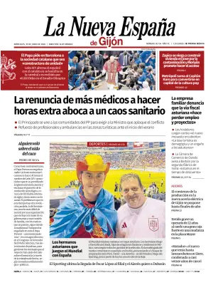 Portada de La Nueva España (Gijón), 10 de junio de 2026